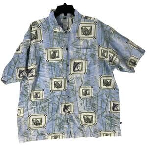 Half Moon Bay Shirt Men Size 2XL Blue Short Sleeves Swordfish Pineapple Hawaiian